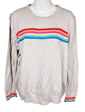 2/$20 Gap Grey & Rainbow Stripes Sweater Top Size: XL